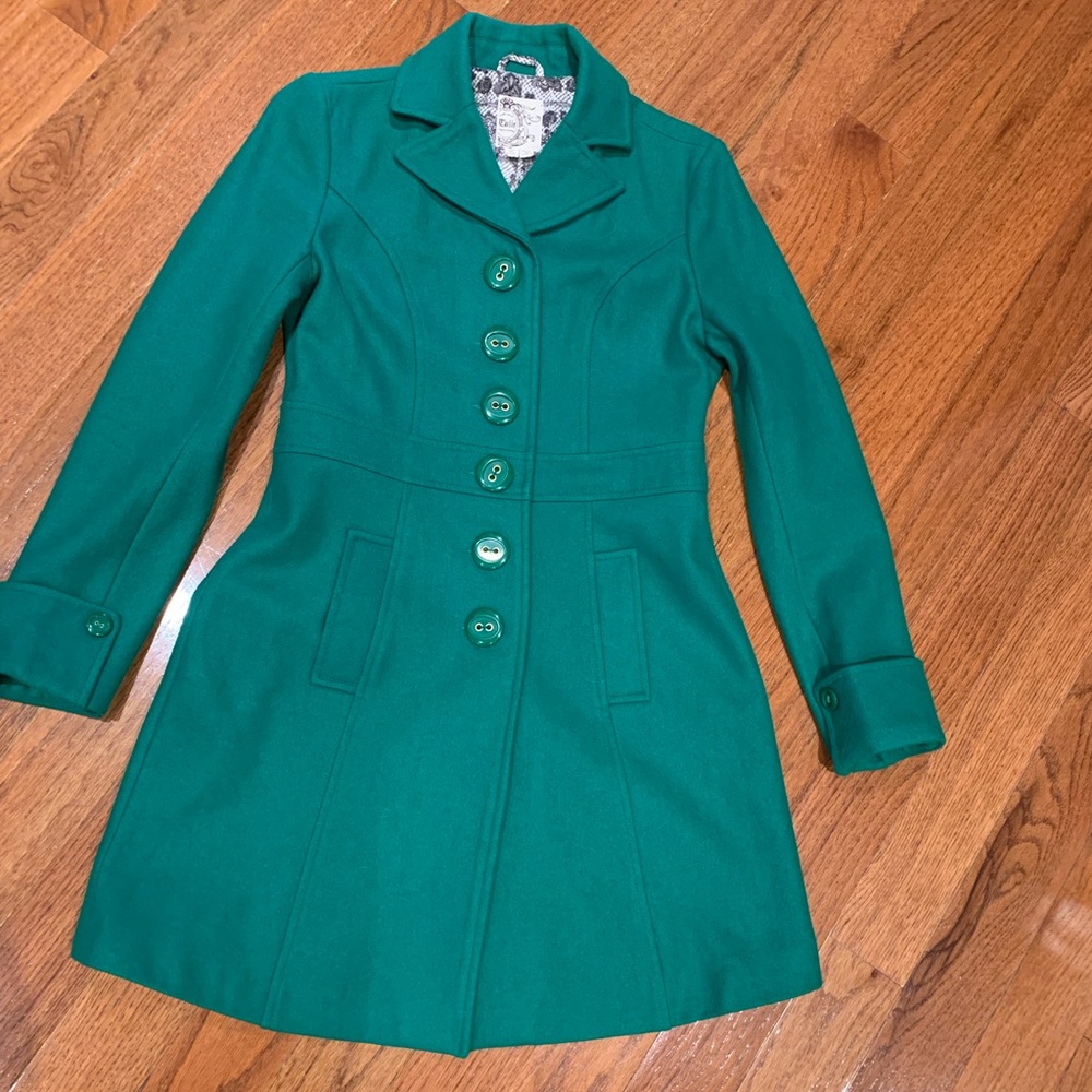 Emerald Green Wool Coat by Tulle